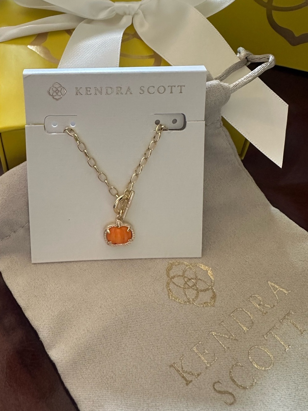 Kendra Scott Pumpkin Gold Link and Chain Necklace NWT